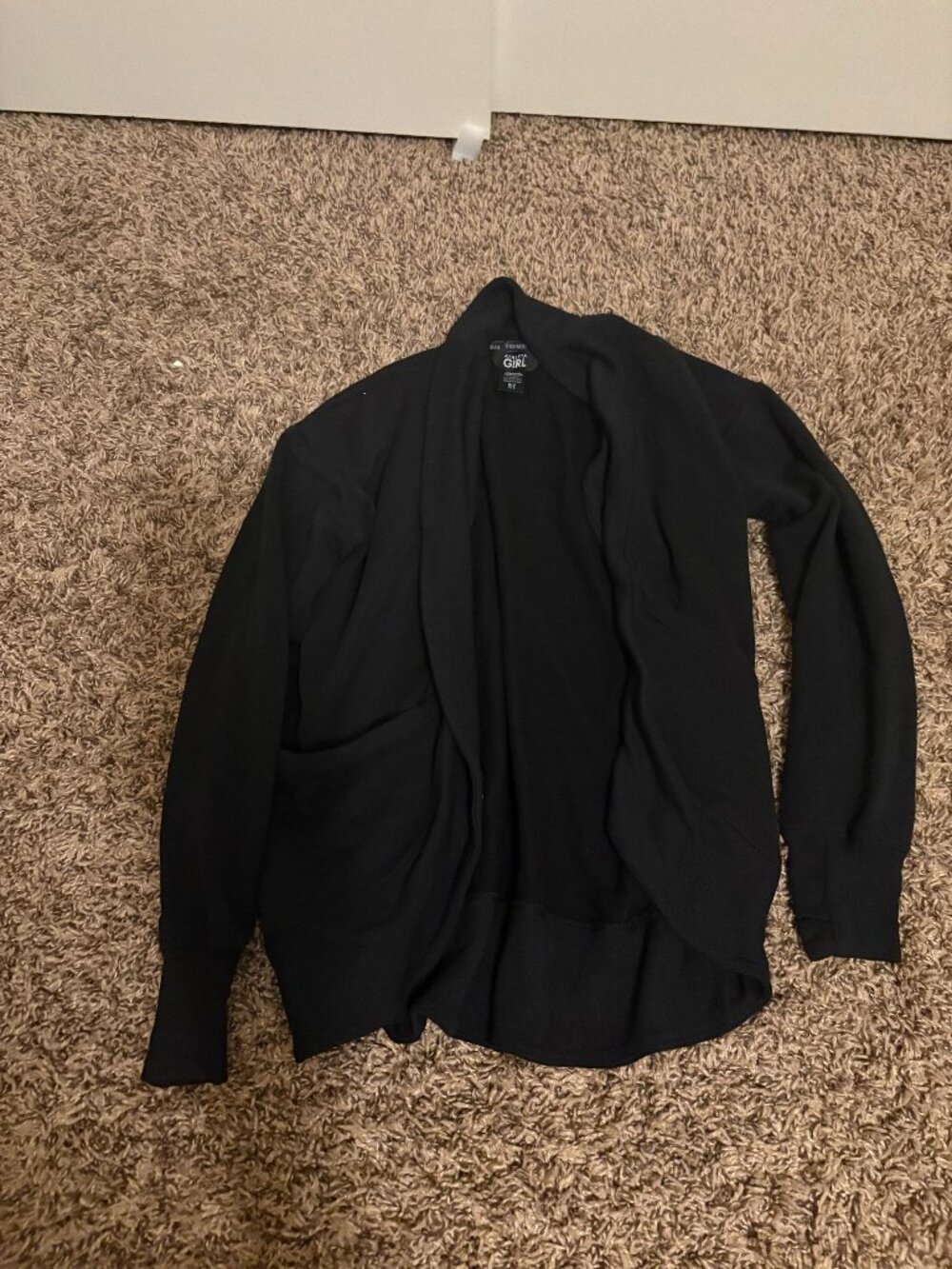 Athleta Girl Wrap 'n Roll Cardigan Small 7 Solid Black Tencel Lyocell Blend